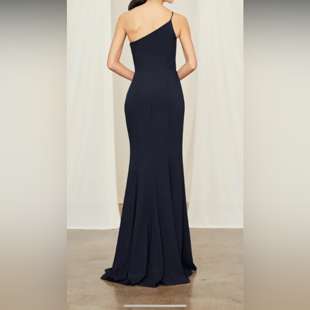 Amsale Sloan Crepe gown in navy